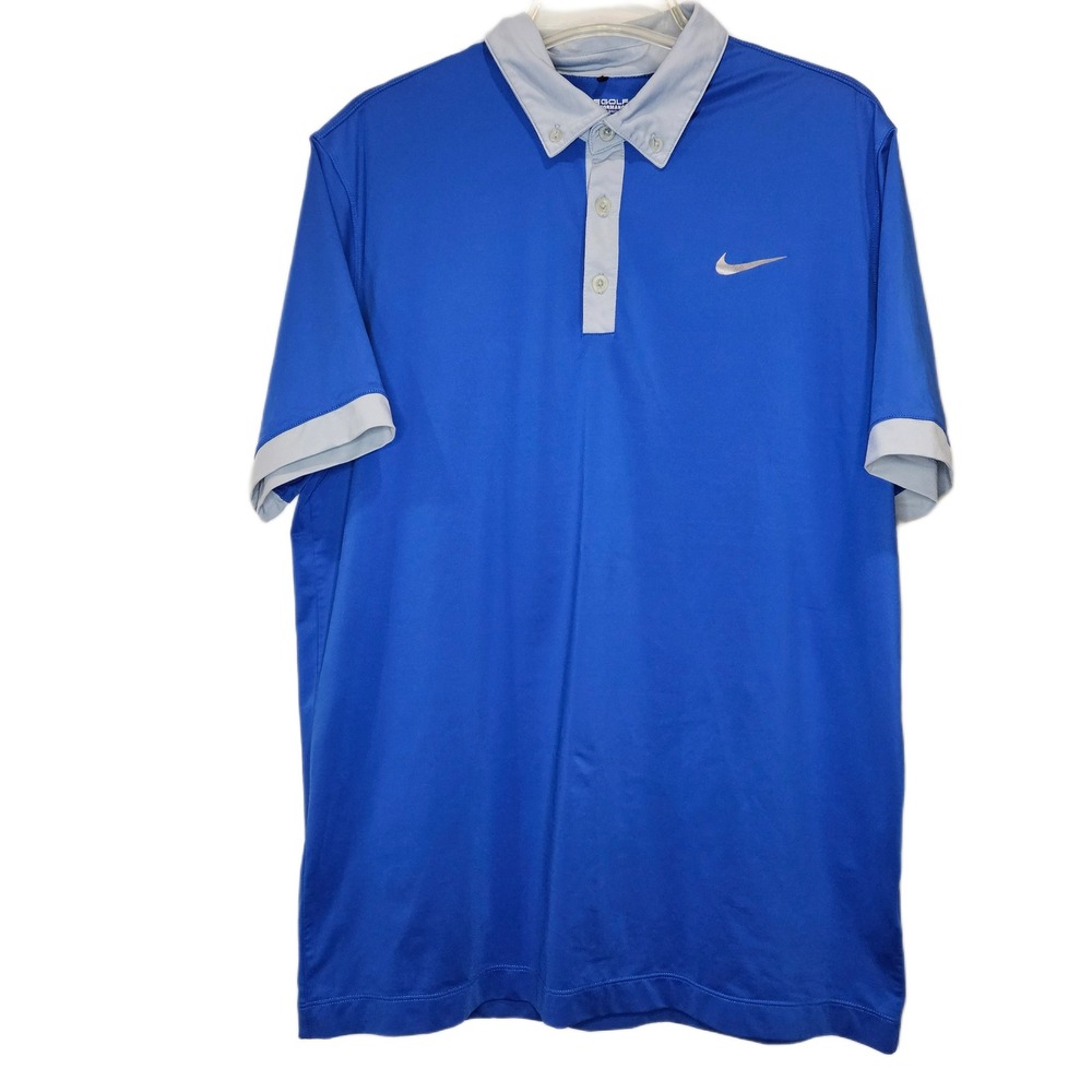 Nike Men's Size M Golf Tour Performance Ultra Polo 2.0 Royal/Metallic Silver